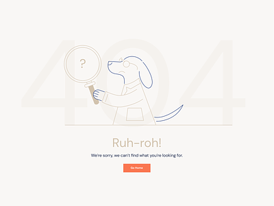 404 Page for Pet Health Startup 404 brand illustration branding design doggie doggo doggy illustration scientist scooby doo