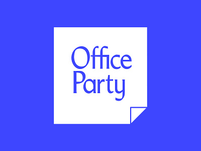 Office Party logo blue business casual logo office party post it notes