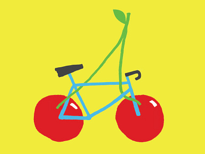 Biking Is Sweet bike blue cherry green red sweet yellow