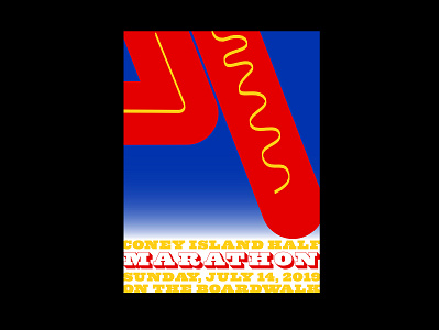 Hot Dogs or Legs? coney island gradient half marathon hotdogs marathon mustard new york city oceanside poster red hot running slabserif