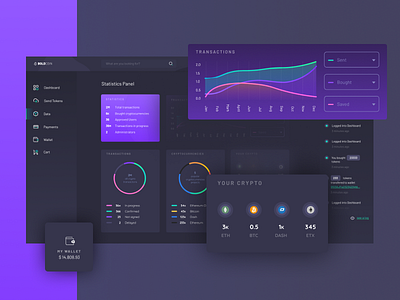 Crypto Statistics Panel charts crypto cryptocurrencies dashboard figma sketch statistics transactions ui