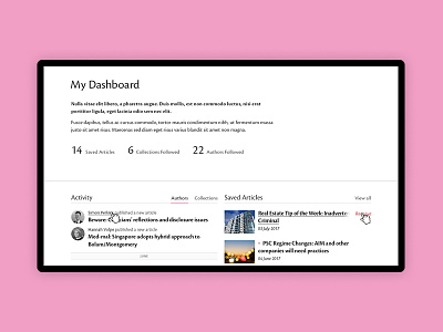 Account area - Dashboard 16i account articles dashboard design digital grid list ui