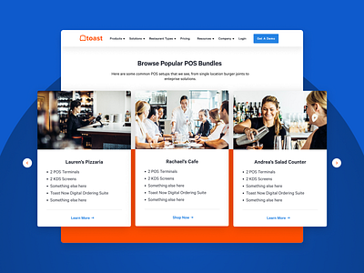 Shop Toast's most popular bundles pricing pricing page pricing plan sales page sales tool shop now cta toast web design website website concept