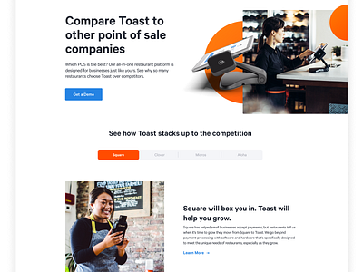 Toast Compare Page branding compare compare products landing page product page toast web design web page web page design website