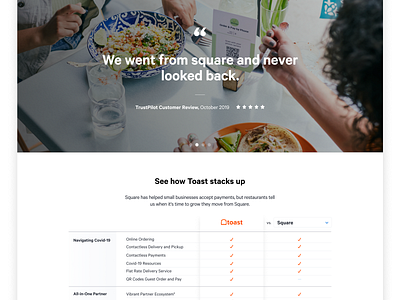 Toast Compare Page branding chart compare comparison chart landing page web design webdesign website website concept website design