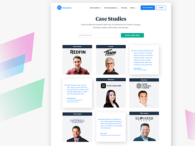 Notarize Case Studies case study customers landing page landing page design landingpage notarize tiles web webdesign website website concept website design