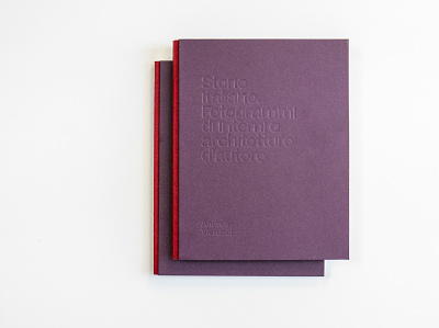 Storie Italiane. Fotogrammi di interni e architetture d'autore binding bodonian book book design catalog cover cover design embossed monograph purple red typography violet