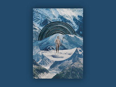 Orgônio original artwork | NFT artwork blue collage cryptoart guy illustration male mountain music naked nft nftart nude poster snow time