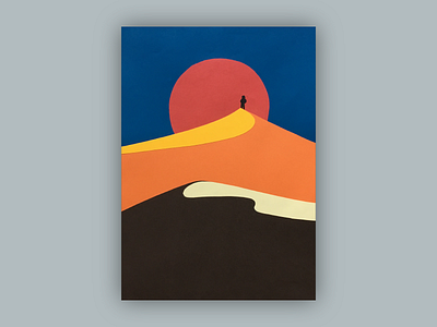 Solitudine 2/3 cardboard collage color colors cut out desert flat hills loneliness paper red sunset