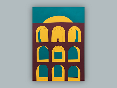 Solitudine 3/3 arch architecture cardboard collage color colors cut out flat loneliness paper roman sun