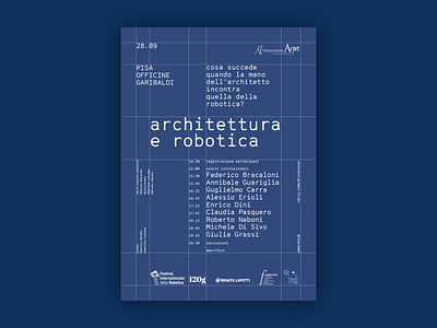 Architecture and Robotics conference architecture blue conference event grid grilli type gt cinetype layout lecture poster robotics white wireframe