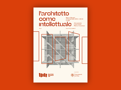 Polittico Research Lab — Poster #3 beatrice display beige drawing font illustration minimal orange poster red sharp type type typography