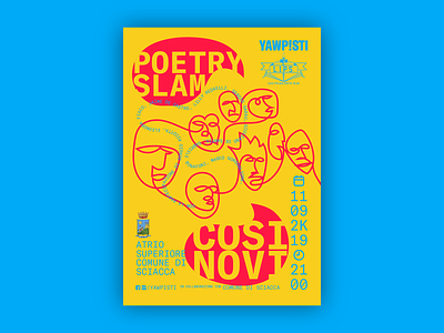Cosi Novi Poetry Slam bold fluo grilli type gt america illustrator outline poetry poetry slam poster single line