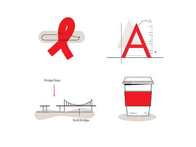 Create Better bridge chart illustration letters mug mugs ribbon simple typography