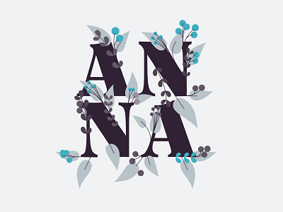 Anna. flower illustration illustrator logo name typogaphy