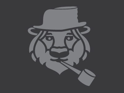 Smoking lion cut out illustration lion print