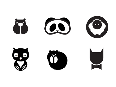 Simple animals black and white collection illustration simple