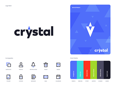 Crystal Branding app art clean design flat icon iconography illustration layout minimal minimalistic type typography web website