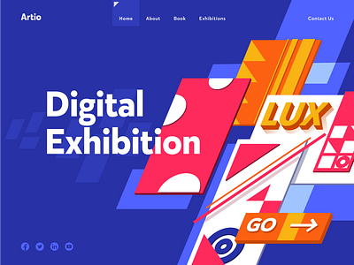 Digital Exhibition app art clean design flat icon iconography illustration layout minimal minimalistic type typography web website