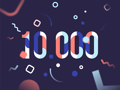 10K Followers 10k 20k 30k 40k 50k app branding clean confetti design follower icon illustration logo mininmal pattern typography ui ux vector