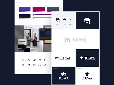 REWA Branding app art clean design flat icon iconography illustration layout minimal minimalistic type typography web website