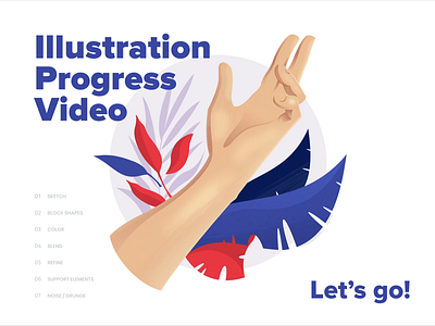 Hand Illustration Process Video blue brand branding clean color drawing hand illustration minimal minimalistic process purple red tutorial typography ui ux vector web white