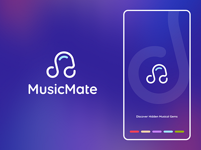MusicMate Logo app art clean design flat icon iconography illustration layout minimal minimalistic type typography web website