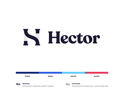 Hector branding clean flat icon illustration logo minimal minimalistic typography vector