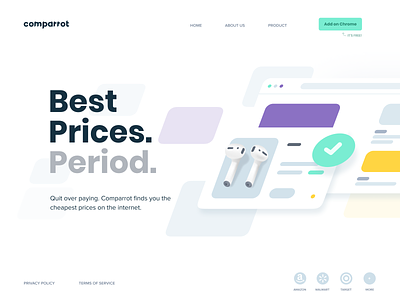 Comparrot app branding clean creative design illustration minimal minimalistic typography web website