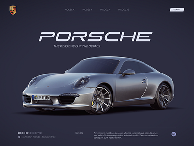 Porsche Web Concept app car clean design flat hero illustration landing minimal minimalistic page web website