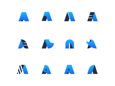 Accent A 2d app black blue branding clean design flat gradient illustration landing logo minimalistic typography ui ux web white