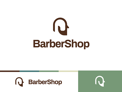 Barbershop Logo app barber barbershop branding brown clean flat logo minimalistic ui ux white