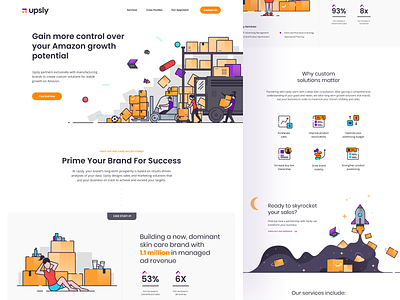 Upsly amazon branding design ecommerce icon illustration landing page minimalistic orange sale sales ui ux website websites white