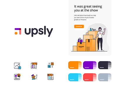 Upsly Brand Elements brand branding clean color design designs layout logo minimalistic newsletter typography ui ux website white