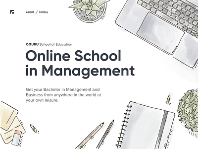 Online School of Management branding clean design illustration landing minimalistic sketch ui ux web