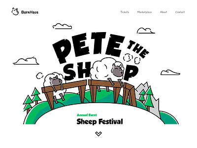 Pete, The Sheep. app branding clean design green hero hero section illustration illustrations landing minimal minimalistic page web website white