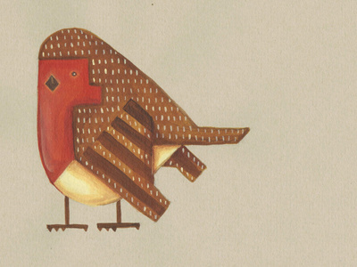 Robin acrylic bird handmade illustration paint