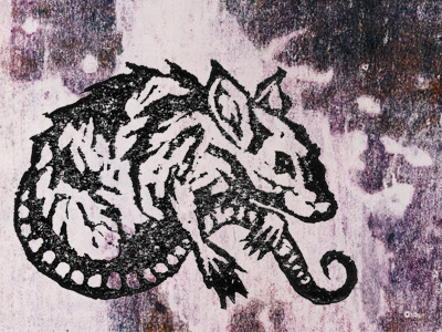 Rat Linocut animal handmade illustration linocut monoprint