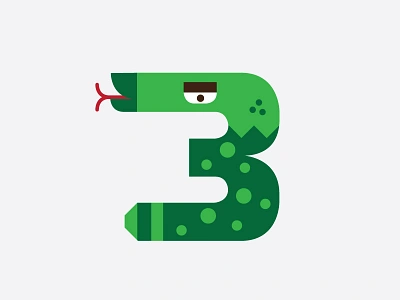 3 Snake design diseño illustration ilustración letters logo numbers tipografía typography