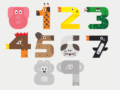 Numerología Animal customtype design diseño illustration ilustración numbers tipografía typography