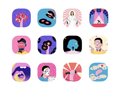 2020 Migu Music Wrapped illustration app art color icon icons illustrartion music music art pink rock