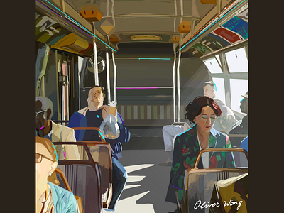 BUS art bus car man paint painting people