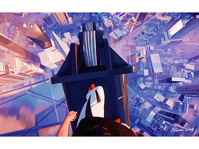 Mirror's Edge art blue edge high mirrors edge painting people