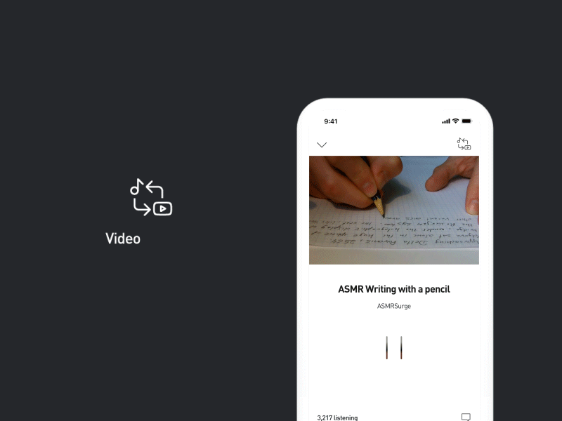 Sound to Video UI Moiton Design app concept concept design design microinteraction motion music music player prototyping redesign sound ui video youtube youtubemusic