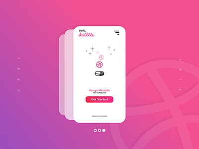 Hello Dribbble! ball card debut dribbble hello magenta pink purple start ui