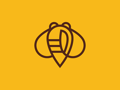 Bee Logo. bee brown concept design line art logo simple yellow