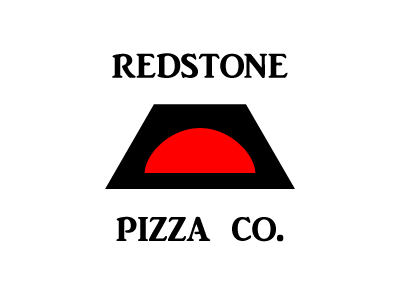 Redstone Pizza Co. black and white illustration logos