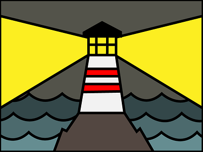Lighthouse illustration lighthouse thick lines water