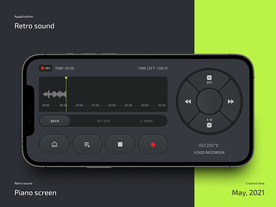 Retro sound - Record app app design application record record app retro app retro sound ui design