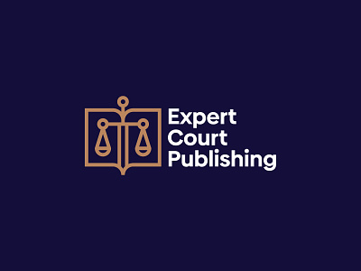 Expert Court Publishing books branding court courtroom design expert flat judge law lawyer logo logo logo design minimal minin publishing sword weight